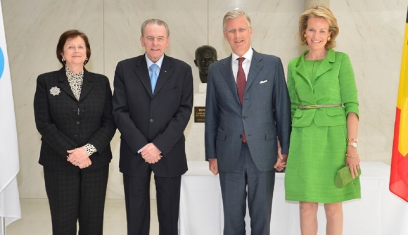 HRH Prince Philippe and HRH Princess Mathilde pay tribute to IOC President Rogge