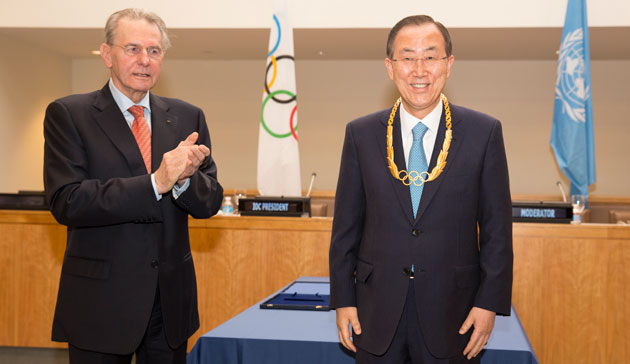 UN Secretary General Ban Ki-moon receives Olympic Order