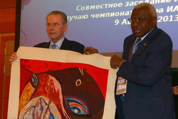 IAAF President Diack says farewell to IOC President